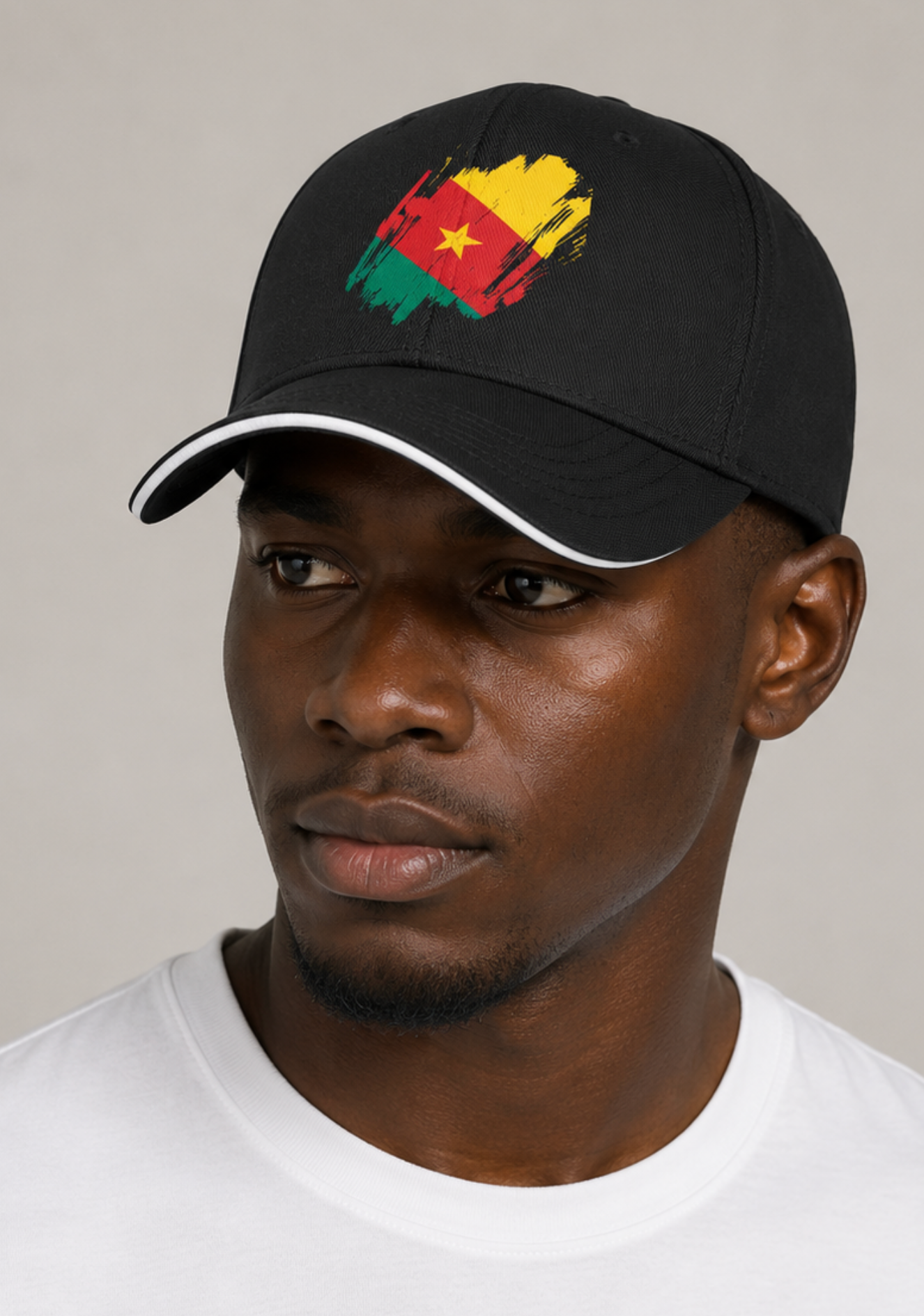 Casquette Cameroun Noir – Édition Flag Brush Streetwear