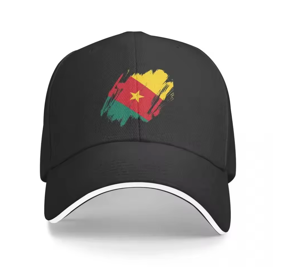 Casquette Cameroun Noir – Édition Flag Brush Streetwear